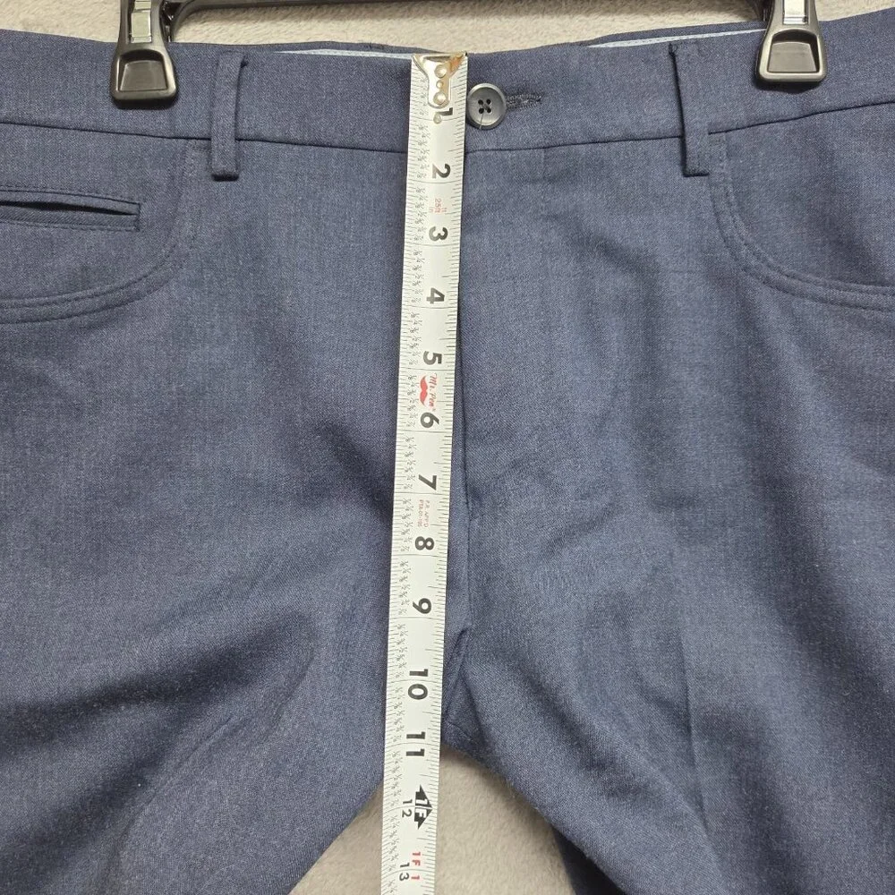Ballin Pants Men 35x28 Navy Blue Comfort Eze Trousers Business Casual Wool Blend